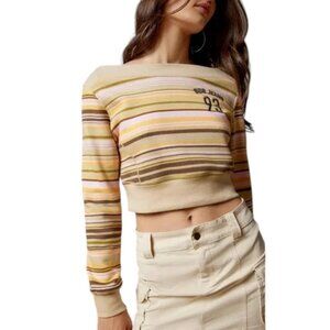 Urban Outfitters BDG Tank Pink Striped Long Sleeve Crop Sweatshirt